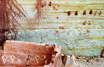 Close-Up of Ruins and Pictographs at the base of Kachina Bridge