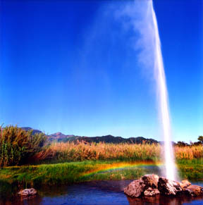 California's Old Faithful Geyser and Double Rainbow