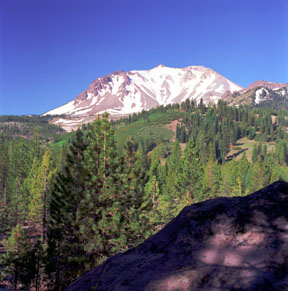 Lassen Peak and 10-Foot Volcanic Block
