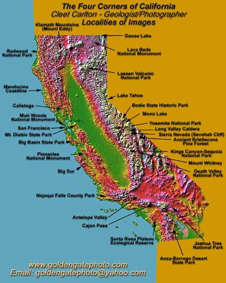 The Four Corners of California Map
